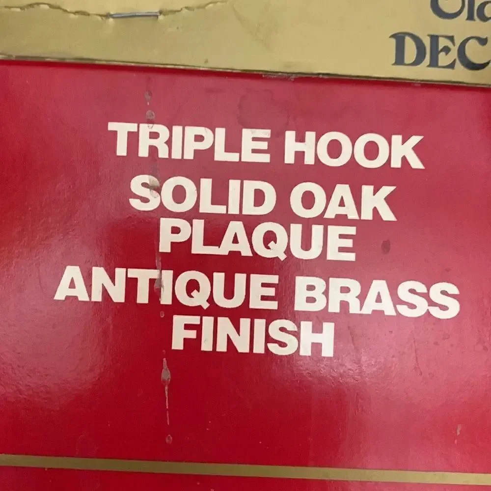Melard Old Forge Triple Hook Solid Oak Plaque Antique Brass Finish Easy Mount
